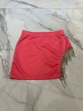SHEIN Hot Pink Mini Skirt with Beaded Fringe
